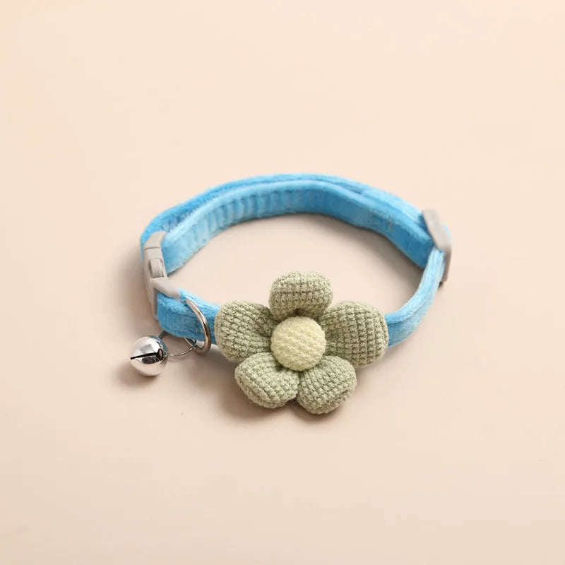 1Pc Cat Collar with Cute Flower Adjustable Buckle Cat Collar Bell Collar Cat Small Pet Supplies Kitten Collar Small Dog Acce Econic Blanks